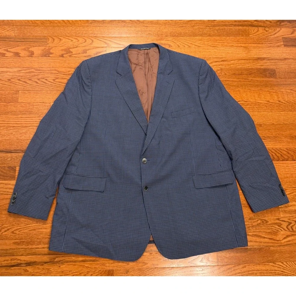 Jack Victor Rochester Blazer Sport Coat Mens 56L Blue Brown Check Wool Canada